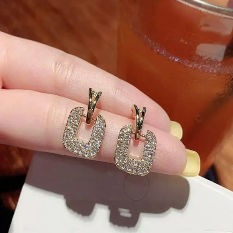 Pearl square earrings