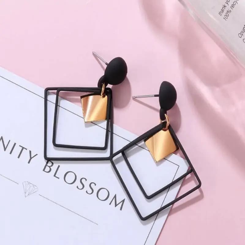 Black Square Earrings