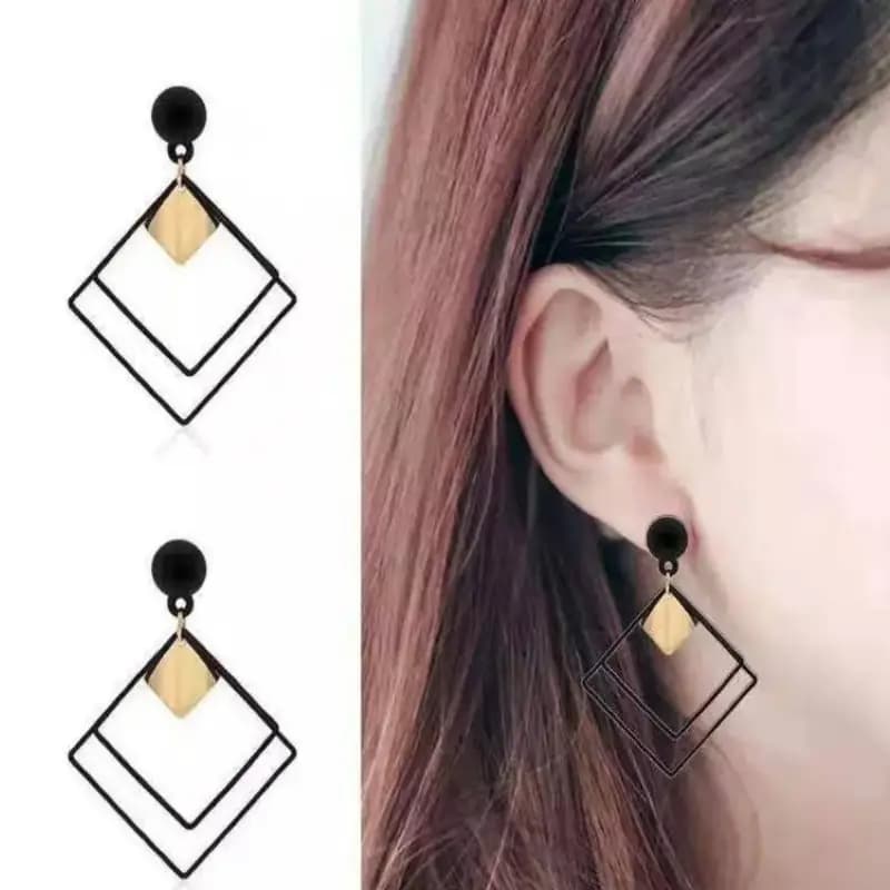 Black Square Earrings